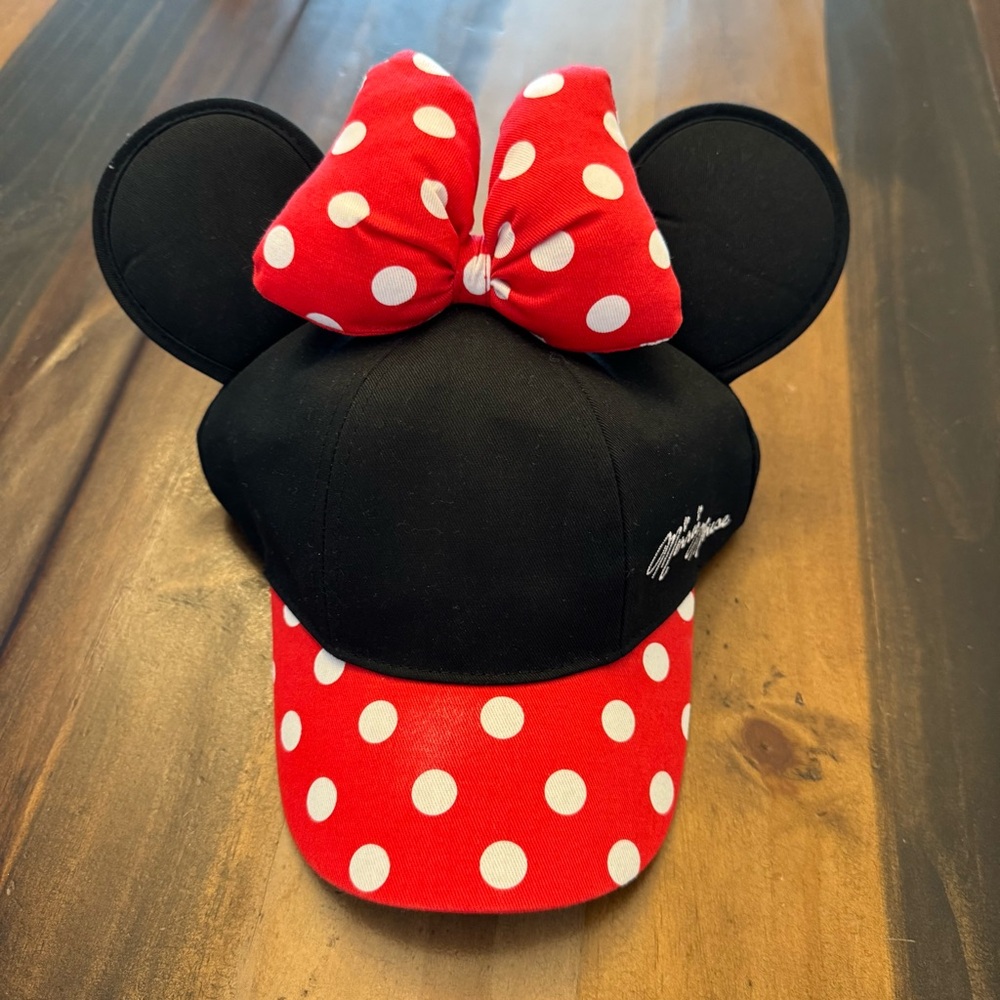 Disney Polka Dot Minnie Mouse Hat with Ears and Puffy Bow